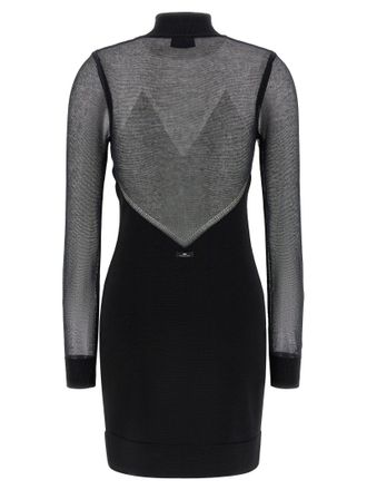 Elisabetta Franchi Mesh-Paneled Turtleneck Dress - Black