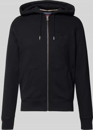 Superdry Sweatjacke mit Kapuze und Logo-Stitching in Black, Gr&ouml;&szlig;e XXXL