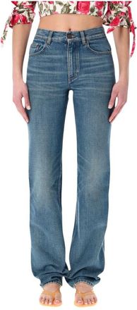 Chlo&eacute; Straight-Leg Jeans - Dames - Regular Fit Jeans - Blauw - W28 - Katoen - Jeans