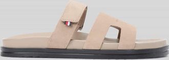 Tommy Hilfiger Sandale aus echtem Veloursleder in Beige, Gr&ouml;&szlig;e 41