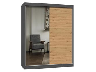 Topeshop Iga 160 A/b - Armario Con 2 Puertas Correderas - 1 Espejo - L. 160 Cm - Antracita Artisan