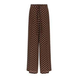 P.A.R.O.S.H. Wide Trousers, female, Brown, Size: L Polka-dot Drawstring Trousers