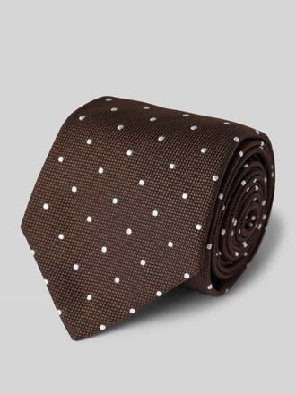 HUGO BOSS Seidenkrawatte mit Allover-Muster in Dunkelbraun, Gr&ouml;&szlig;e 1