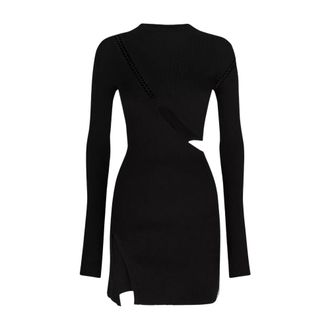 The Attico Knitted Dresses, female, Black, Size: L Cut-out Mini Dress