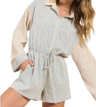 Sadie & Sage In The Clouds Romper In Blue/beige