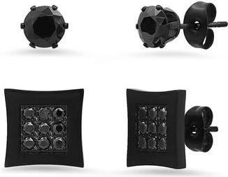 Steeltime Set of 2 Stud Earrings in Black at Nordstrom Rack