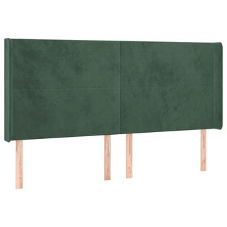 vidaXL Cabecero Con Orejas De Terciopelo Verde Oscuro 163x16x118/128cm Vidaxl