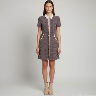 Maje Multicolor Tweed Button Up Renatelle Mini Dress