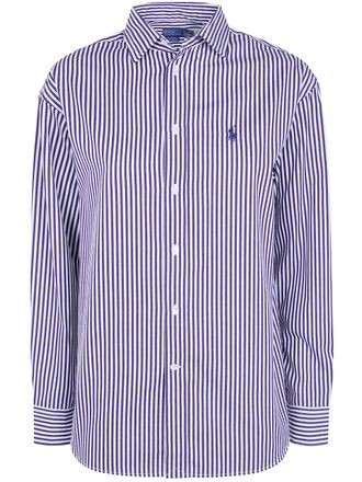 Ralph Lauren Shirt Striped Long Sleeve Champion Purple White