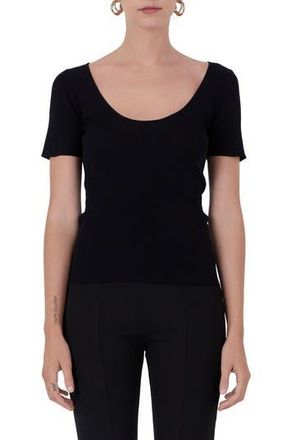 endless rose Short Sleeve Ribbed Sweater in Black at Nordstrom Rack, Size X-Small