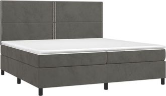 vidaXL Vidaxl - Cama Box Spring Colch&oacute;n Y Led Terciopelo Gris Oscuro 200x200 Cm
