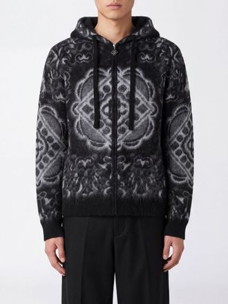 Casablanca Relaxed Fit Monogram Wool and Mohair Blend Zip-Up Hoodie