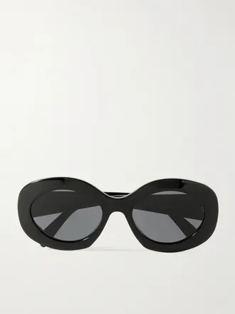 Celine Occhiali Da Sole In Acetato Con Montatura Rotonda Oversize Triomphe - Nero
