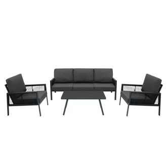 MonsterShop Aluminium 4 Piece Sofa Set - Anthracite Grey