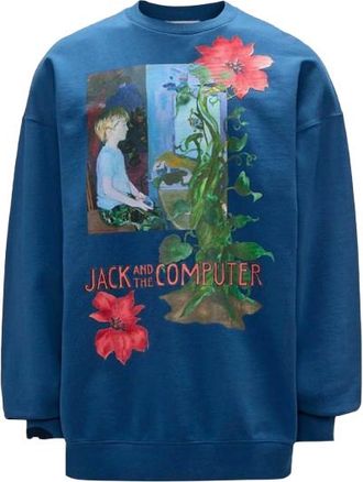 J.W.Anderson Blue Cotton Floral Graphic Sweashirt Size M