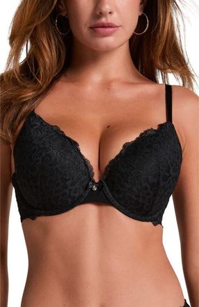 Hunkem&ouml;ller Marine Padded Push-Up Underwired Bra in Caviar at Nordstrom, Size 36A