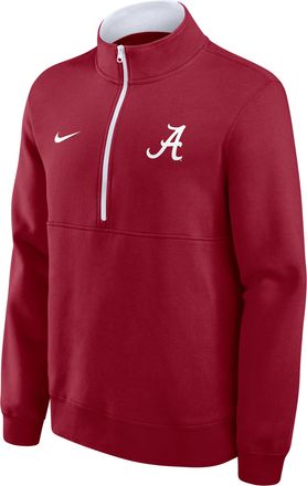 Nike Alabama Primetime Primary Logo Nike Mens College 1/2-Zip Crew in Red | 02JW99MIABN-G24