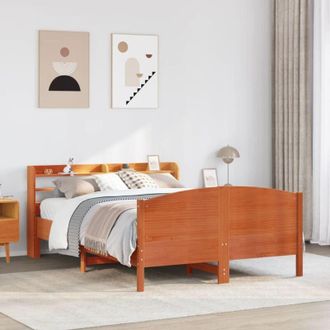 vidaXL Vidaxl - Estructura De Cama Sin Colch&oacute;n Madera Maciza Marr&oacute;n 135x190 Cm