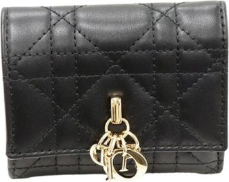 Dior Pre-owned Cannage Lamsleer Trifold Portemonnee - Dames - Vintage Accessoires - Zwart - ONE Size - Leer - Vintage