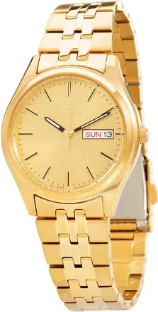 Seiko Essentials Quartz Gold Dial Mens Watch SUR434
