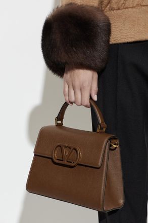 Valentino Garavani Leather Bag With Logo, Womens, Brown