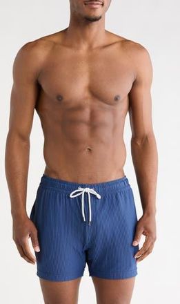 Vintage Summer Swimwear Seersucker 4-Way Stretch Shortie Swim Trunks in Navy at Nordstrom Rack, Size Xx-Large