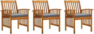 vidaXL Vidaxl - Sillas De Comedor Jard&iacute;n 3 Uds Con Cojines Madera Maciza Acacia