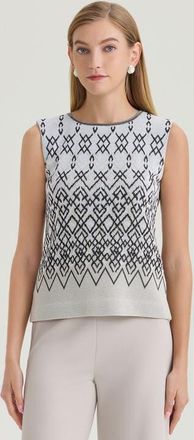 Ming Wang Diamond Jacquard Knit Tank in Limestone/black/white at Nordstrom, Size X-Large P