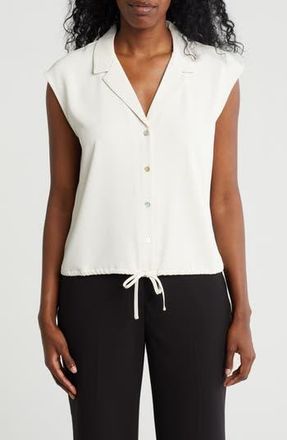 Melloday Drawstring Hem Sleeveless Button-Up Shirt in Bone at Nordstrom Rack, Size X-Small