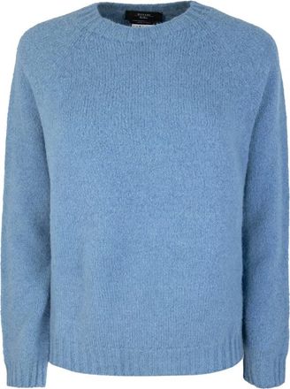 Max Mara Ghiacci Alpaca-Blend Trui - Dames - Ronde hals truien - Blauw - M - Truien & Vesten