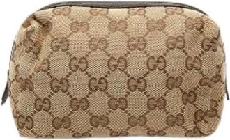Gucci Pre-owned Canvas Pouch - Dames - Vintage Tassen - Beige - ONE Size - Leer - Vintage