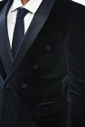 Corneliani CODE Blazer in Velour con Rever a Scialle in Satin Corneliani