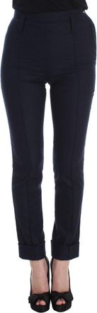 Ermanno Scervino Blue Virgin Wool Slim Fit Casual Womens Pants
