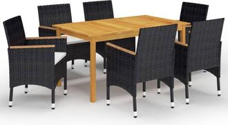 vidaXL Juego De Comedor De Jard&iacute;n De 7 Piezas Negro Vidaxl