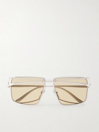 Prada Occhiali Da Sole In Metallo Argentato Con Montatura Quadrata - Argento