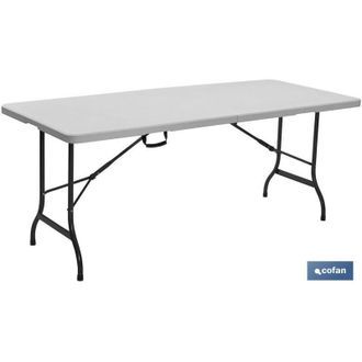cofan Cofan Mesa Plegable Rectangular Blanca 122x60x74 Cm, Mesa Plegable Rectangular De Color Blanco Fabricada En Polietileno De Alta Densidad Y Con Estruct