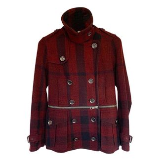 Burberry Brit Burgundy/Black Convertible High Neck Jacket Size XS