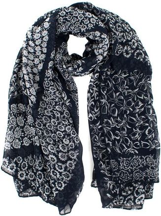 Bespoke Navy Floral Patter Shawl