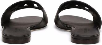 Dolce & Gabbana Logo Embossed Calfskin Sandal - Black