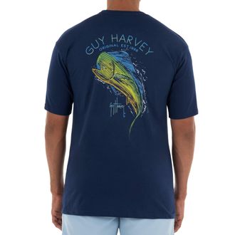 Guy Harvey Mens Offshore Fish Collection Short Sleeve T-Shirt, Estate Blue/Mahi, XL