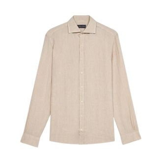 Brooks Brothers Zandkleurig Linnen Casual Overhemd - Heren - Casual Overhemden - Beige - XL - Linnen - Overhemden