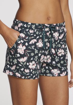 s.Oliver Pyjamashorts S.OLIVER, Damen, Gr. 32/34, N-Gr, gr&uuml;n (dunkelgr&uuml;n, rosa, gebl&uuml;mt), Single Jersey, Obermaterial: 50% Baumwolle, 50% Viskose, gebl&uuml;mt, Bas