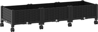vidaXL Macetero De Jard&iacute;n Con Ruedas Negro 120 X 40 X 29 Cm Pp Vidaxl