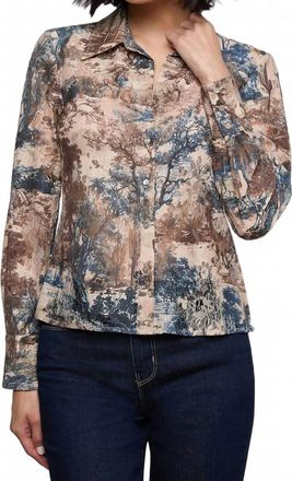 L'agence Maia Lace Button Down Shirt In Tan Western Toile