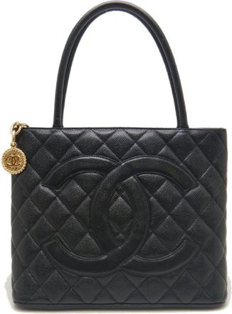 Chanel Black Grained Calfskin Tote Bag (Pre-Owned)