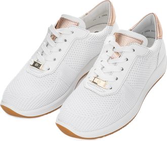 Ara Sneaker ARA LISSABON, Damen, Gr. 3,5 (36,5), beige (wei&szlig;, sand), Glattleder, Textil, kontrastfarbene Details, Schuhe Sneaker, Freizeitschuh, Schn&uuml;rsch