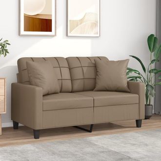 vidaXL Sof&aacute; De 2 Plazas Con Cojines Cuero Sint&eacute;tico Capuchino 120 Cm Vidaxl