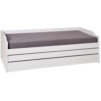Les Tendances Les Tendances - letto singolo lotar 90X200 estraibile e trasformabile in 3 letti o matrimoniale pino tinto bianco