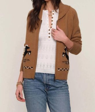 Heartloom Grant Zip Front Cardigan In Brown