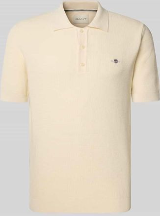 GANT Regular Fit Poloshirt mit Label-Stitching in Offwhite, Gr&ouml;&szlig;e XXXL